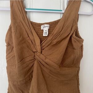 Brown V-neck Crop Tank with Cross Details for Women